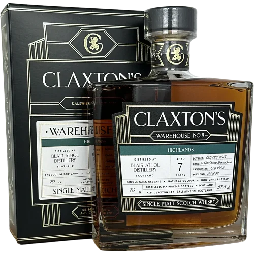 Blair Athol 7Y (First Fill Olosoro Octave) 57.8% Claxton's WH No 8 bottle and box - Fadandel.dk
